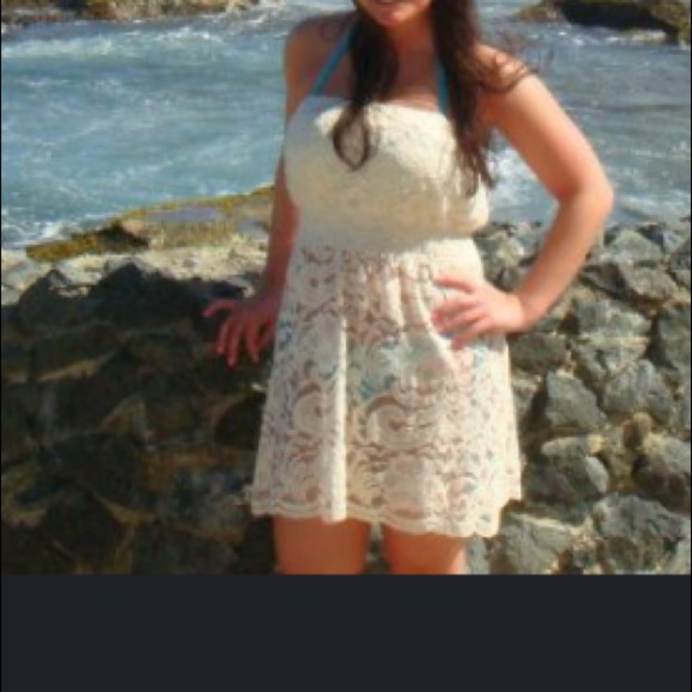 Lace swimwear coverup ivory cream small